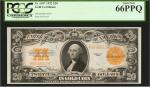 Fr. 1187. 1922 $20 Gold Certificate. PCGS Currency Gem New 66 PPQ.