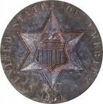 1859 Silver Three-Cent Piece. Proof. Genuine--Filed Rims (PCGS).