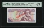 1993年泽西岛5镑样票，无日期，G. Bair诶署名，编号DC000000，PMG 67EPQ