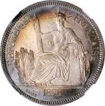 1898-A年坐洋壹圆银币。巴黎造币厂。 FRENCH INDO-CHINA. Piastre, 1898-A. Paris Mint. NGC MS-64.
