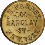 New York--New York. 1862 James H. Warner. Fuld-630CA-1b. Rarity-7. Brass. Plain Edge. Genuine (NCS).