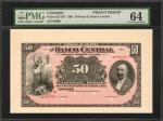 COLOMBIA. Banco Central. 50 Pesos, 1907. P-S371fp & S371bp. Face & Back Proofs. PMG Choice Uncircula