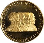 ITALY. Kingdom Centennial Gold Medal, 1961. BRILLIANT UNCIRCULATED.
