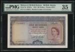 Malaya and British Borneo: Board of Commissioners of Currency, $100, 21.3.1953, serial number A/1 41