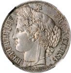 1870-A年5 法郎。巴黎造币厂。 FRANCE. 5 Francs, 1870-A. Paris Mint. NGC MS-63.