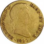 SPAIN. 4 Escudos, 1820-M GJ. Madrid Mint. Ferdinand VII. PCGS Genuine--Cleaned, Fine Details Gold Sh
