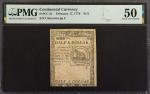 CC-21. Continental Currency. February 17, 1776. $1/2. PMG About Uncirculated 50.