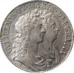 GREAT BRITAIN. 1/2 Crown, 1689 Year PRIMO. London Mint. William & Mary. PCGS AU-58.