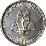 1959 American Airlines Jet Dollar. Silver. 38 mm. HK-541. Rarity-5. Unnumbered, STERLING SILVER on E
