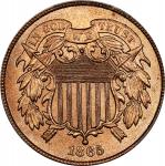 1865 Two-Cent Piece. Fancy 5. MS-66+ RD (PCGS). CAC.