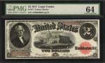 Lot of (4) Fr. 57 & 58. 1917 $2 Legal Tender Note. Changeover Pair. PMG Choice Uncirculated 64s & Ge