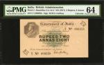 INDIA. British Administration. 2 Rupees, 8 Annas, ND (1917). P-2. Calcutta. PMG Choice Uncirculated 