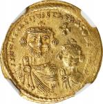 HERACLIUS with HERACLIUS CONSTANTINE, 610-641. AV Solidus (4.47 gms), Constantinople Mint, 5th Offic