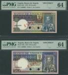 Banco de Angola, pair of specimens from the 1973 issues, specimen 50 Escudos, 10th June 1973, serial