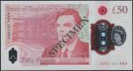 Bank of England, £50, 23 June 2021, serial number AA01 001993, red, Queen Elizabeth II at right and 