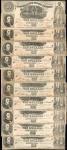 Lot of (10). T-30. Confederate Currency. 1861 $10. Very Fine.