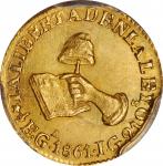 MEXICO. 1/2 Escudo, 1861-Ga JG. Guadalajara Mint. PCGS MS-63 Gold Shield.