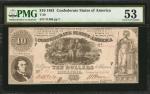 T-30. Confederate Currency. 1861 $10. PMG About Uncirculated 53.