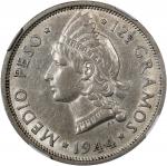 DOMINICAN REPUBLIC. 1/2 Peso, 1944. NGC AU-53.
