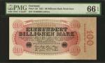 GERMANY. Reichsbanknote. 100 Billionen Mark, 1923. P-128. PMG Gem Uncirculated 66 EPQ.