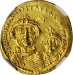 HERACLIUS with HERACLIUS CONSTANTINE, 610-641. AV Solidus, Constantinople Mint, 4th Officina, ca. 61