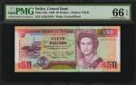 BELIZE. Central Bank of Belize. 50 Dollars, 1990. P-56a. PMG Gem Uncirculated 66 EPQ.