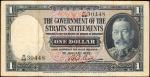 1935年海峡殖民地叻屿呷国库银票壹圆。 STRAITS SETTLEMENTS. Government of the Straits Settlements. 1 Dollar, 1935. P-1