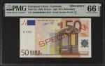 EUROPEAN UNION. European Central Bank. 50 Euro, 2002. P-4xs. Specimen. PMG Gem Uncirculated 66 EPQ.