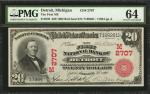 Detroit, Michigan. $20 1902 Red Seal. Fr. 639. The First NB. Charter #2707. PMG Choice Uncirculated 