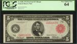 Fr. 838b. 1914 $5 Federal Reserve Note. Red Seal. Chicago.  PCGS Very Choice New 64.