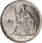 1904-A年坐洋一圆银币 FRENCH INDO-CHINA. Piastre, 1904-A. Paris Mint. NGC AU-58.