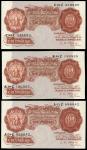 Bank of England, Leslie Kenneth OBrien (1955-1962), 10 shillings (3), ND (1955), serial number prefi