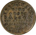 Kentucky--Newport. Undated V. Heitzmann Saloon. 5 Cents. Brass. Plain Edge. Very Fine.