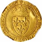 FRANCE. Ecu dOr, ND (1380-1422). La Rochelle Mint. Charles VI. NGC MS-62.