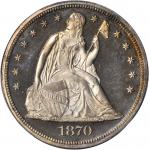 1870 Liberty Seated Silver Dollar. Proof-66 Deep Cameo (PCGS).