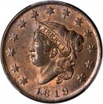 1819 Matron Head Cent. N-9. Rarity-1. Small Date. MS-63 RB (PCGS). CAC.