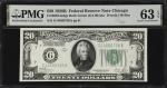 Lot of (6) Fr. 2052-Gdgs. 1928B Dark Green Seal $20 Federal Reserve Notes. Chicago. PMG Choice Uncir