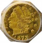 1873 Octagonal 25 Cents. BG-728. Rarity-3. Liberty Head. MS-67+ (PCGS).