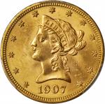 美国1907年10美元金币。