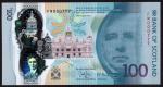 Bank of Scotland, polymer £100, 16 August 2021, serial number FM 000777, green, Sir Walter Scott at 