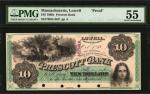 Lowell, Massachusetts. Prescott Bank. 1860s. $10. PMG About Uncirculated 55. Proof.