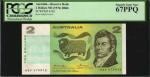 AUSTRALIA. Reserve Bank. 2 Dollars, ND (1976). P-43b2. PCGS Currency Superb Gem New 67 PPQ.