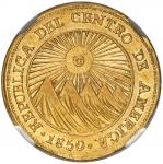 Costa Rica (Central American Republic), gold 2 escudos, 1850 JB, NGC AU details / cleaned.