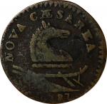 1787 New Jersey Copper. Maris 45-e, W-5245. Rarity-5-. No Sprig Above Plow, Hypertrophic Ear. Very G