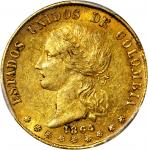 COLOMBIA. 1864 10 Pesos. Bogotá mint. Restrepo M331.4. AU-55 (PCGS).