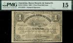 Banco Rosario de Santa Fe, Argentina, 1 peso, Rosario, 1 October 1869, serial number 56919, black on