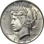 1934 Peace Silver Dollar. MS-67 (PCGS).