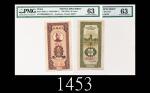 中央银行贰角单面样本一套两枚(1935)，样0111号，四川，财政部版，极珍罕评级品1935 The Central Bank of China 20 Cents Uniface Specimens,