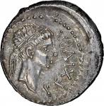 KINGS OF MAURETANIA. Juba II, with Kleopatra Selene, 25 B.C.- A.D. 24. AR Denarius (2.98 gms), Caesa