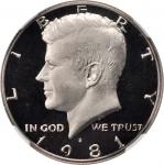 1981-S Kennedy Half Dollar. FS-501. Type II Mintmark. Proof-70 Ultra Cameo (NGC).